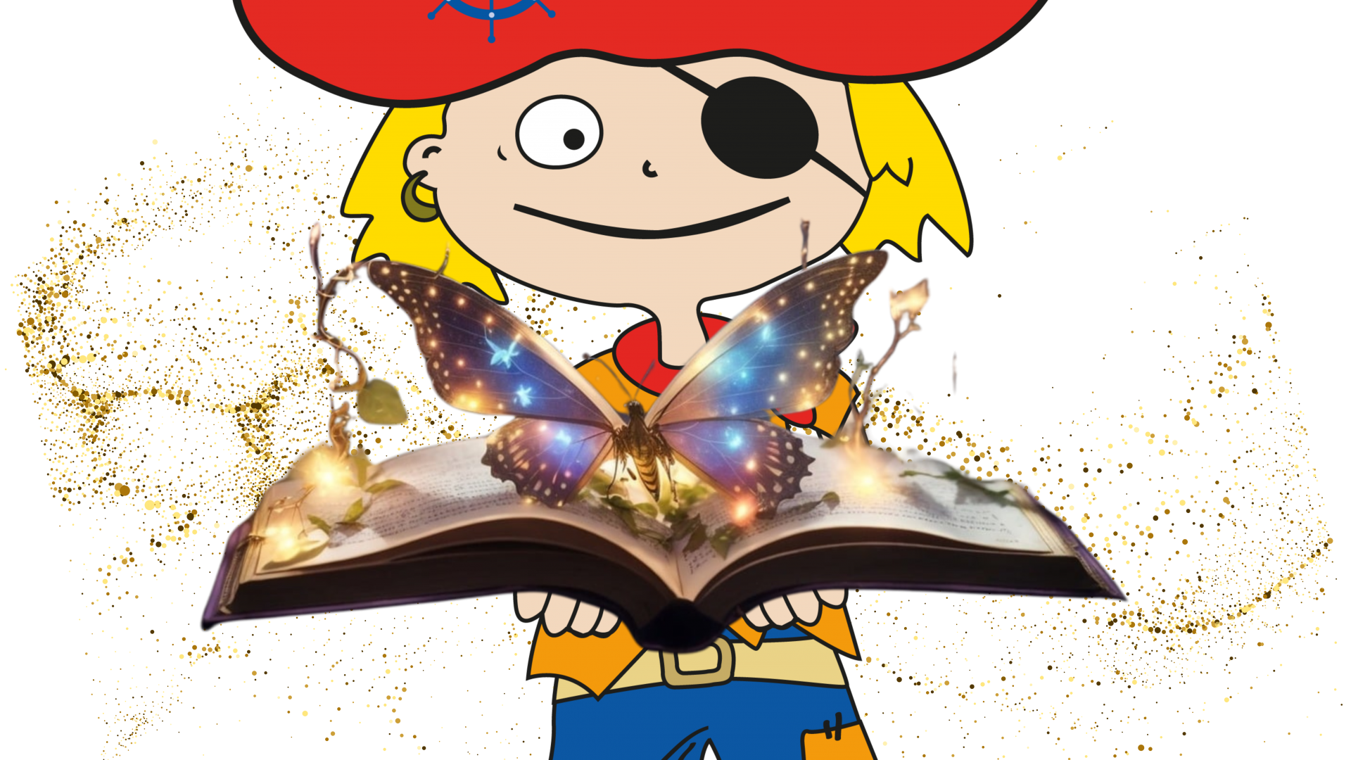 Grafik Maskottchen Klausi mit Märchenbuch